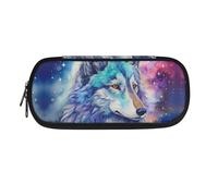 Garronmavis Estuche para lápices con diseño de tortuga marina para adolescentes, diseño de gato y tiburón, con apertura amplia, diseño de lunares de color, Wolf Starry Sky, Mochila escolar