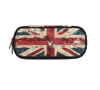 Garronmavis Estuche para lápices con diseño de tortuga marina para adolescentes, diseño de gato y tiburón, con apertura amplia, diseño de lunares de color, Bandera retro de la bandera del Reino Unido