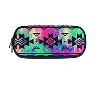 Garronmavis Estuche para lápices con patrón geométrico para niños, gran capacidad, diseño de perro carlino, mandala, estrellas, pino, estuche duradero, Patrón geométrico bohemio degradado, Mochila