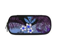 Garronmavis Estuche para lápices de Cocker Spaniel Tigre, diseño de calavera escolar y flores, estuche duradero para lápices de pintura fluida, Hojas tribales de plumeria en zigzag, Mochila escolar