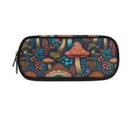 Garronmavis Estuche para lápices de gran capacidad, diseño de girasol y esqueleto divertido con bolsillo con cremallera, Hongo del bosque, Mochila escolar