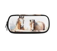Garronmavis Estuche para lápices de gran capacidad, diseño de girasol y esqueleto divertido con bolsillo con cremallera, Caballo marrón, Mochila escolar