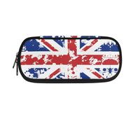 Garronmavis Estuche para lápices de gran capacidad, diseño de girasol y esqueleto divertido con bolsillo con cremallera, Bandera británica de Reino Unido, Mochila escolar