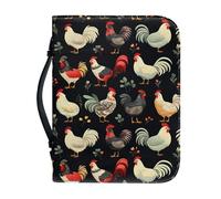 Garronmavis Funda bíblica con cremallera para mujeres y hombres, diseño de gallos de dibujos animados, funda para la Biblia, arte animal, bolsas para la Biblia, XL