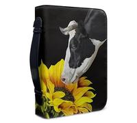 Garronmavis Funda bíblica con diseño de vaca y girasol, para mujer, diseño floral, con bolsillos, para peregrinación, talla M