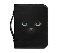 Garronmavis Funda bíblica para mujer, diseño de cara de gatito negro, bolsa de la Biblia con bolsillos, funda estética de arte animal para peregrinación, talla M