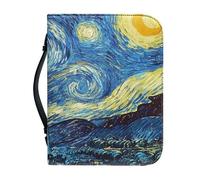 Garronmavis Funda de la Biblia de camuflaje gris con asas, diseño retro de pavo real, bolsa de Biblia duradera con cita del Señor, Noche estrellada, M-[9.2x6.3in=23.4x16.0cm], moderno