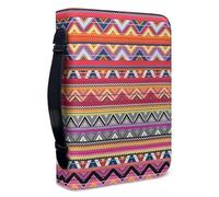 Garronmavis Funda de piel sintética con rayas aztecas en zigzag para mujer, bolsa bíblica a rayas tribales, bolsas protectoras de la Biblia Navajo, 2XL