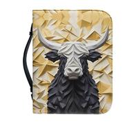 Garronmavis Fundas de la Biblia de papel de búfalo para mujer, funda bíblica de vaca bohemia con asa, bolsa bíblica de arte animal popular para iglesia, talla L