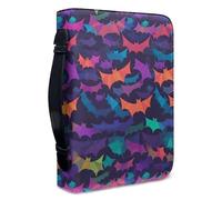 Garronmavis Galaxy Colorful Bats - Funda bíblica para mujer, diseño de murciélagos de origami, con bolsillos, funda bíblica de arte animal popular para peregrinación, talla L