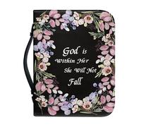 Garronmavis God Saying - Funda bíblica para mujer, diseño de flores de acuarela, bolsa de la Biblia con bolsillos, cita del Señor, funda para peregrinación, talla L