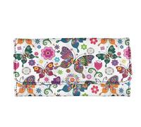 Garronmavis Monarca mariposa carteras para mujeres y hombres, bonito conejo de piel sintética, cartera larga duradera con rama 3D, color naranja, Mandala Swirl Flower Papilio Butterfly, Casual