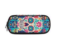 Garronmavis Monstera - Estuche para lápices con diseño de flechas bohemias azules para adolescentes y niñas, estuche de gran capacidad con bandera americana duradera, Pixel Mexico Sugar Skull, Mochila