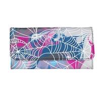 Garronmavis Pine Trees - Carteras de zorro para mujeres y niñas, pintura fluida, piel sintética, cartera larga duradera con flores blancas, Cuadros fluidos de telarañas, Casual