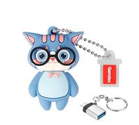 GARRULAX Memoria USB 3.0 de silicona impermeable de alta velocidad USB 3.0 para almacenamiento de datos, pendrive, con adaptador OTG tipo C (gato azul, 32 GB)