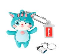 GARRULAX Memoria USB 3.0 de silicona impermeable de alta velocidad USB 3.0 para almacenamiento de datos, pendrive, con adaptador OTG tipo C (gato verde, 16 GB)
