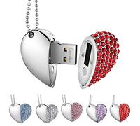 Garrulax Memoria USB, Pendive USB 2.0, Premium Impermeable Heart Diamantes 8GB / 16GB / 32GB Alta Velocidad Pen Drive Memory Stick Flash Drive Memorias