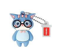 GARRULAX Unidades flash USB, 32 GB de silicona resistente al agua, USB 2.0 de alta velocidad, memoria, almacenamiento de fecha, disco pendrive U (gato azul)