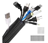 Garrulo Cubre Cables, 13 mm-3M Flexible Funda Cables Electricos Esconder Cables con 10 Bridas y 10 Cintas Autoadhesivas para TV/Computadora