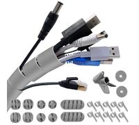 Garrulo Cubre Cables, Recoge Cables 3M Φ 22mm, Organizador Cables con 10 Soportes de Cables de Silicona+10 Bridas para Cables+2 Cinta Autoadhesiva de 1M+1 Clip Guía