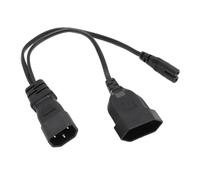 Garsent Cable de Alimentación Divisor en Y, Convierte Estándar IEC320 C14 Macho a C7 EU4.0 Hembra, Diseño 1 en 2 Salidas, Carcasa de PVC, 0,32 M de Longitud, para Adaptadores de