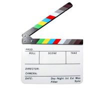 Garsent Claqueta Acrílica Profesional, Pizarra de Película Magnética con Barras de Colores, Tablilla de Película de Borrado en Seco para Director, Accesorios de Fotografía de Vídeo (WHITE)