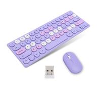Garsent Combo de Teclado y Mouse Inalámbricos, Teclado de Llaves Inalámbrico Retro 2.4g 64 con Sueño Automático, Mouse de 1200 Ppi con Receptor, Teclado Inalámbrico para Computadora