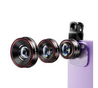 Garsent Kit de Lentes para Cámara de Teléfono 3 en 1, Lente Ojo de de 235°, Lente Gran Angular de 120°, Macro con Clip 25X, Fácil de Instalar y Usar, Compatible con la Mayoría de