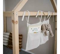 Garsent Organizador de Almacenamiento Colgante para Cuna de bebé con 2 Bolsillos Correas Ajustables para Pañales de bebé Estante de Almacenamiento de Juguetes Gris Lino 50,8 X 30,4 Cm para (GREY)