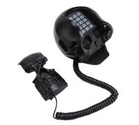 Garsent Teléfono de Línea Fija, Teléfono Fijo de Calavera, Teléfono de Escritorio Retro, Sonido Transparente, Teléfono de Escritorio con Cordón Multifuncional para la Oficina, el Hogar, (Black)