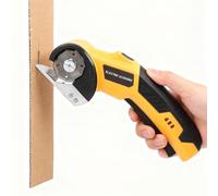 Garsent Tijera Cortadora de Cartón Eléctrica con Luz LED, Batería Recargable 2000mAh, Tijeras Eléctricas Inalámbricas, Hoja de Acero de Tungsteno, Corta Tela, Cuero, (con 2 cuchillas de 1,5 mm de