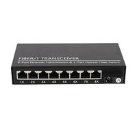 Garsent Transceptor de Fibra Tx1310nm, Conmutador de Medios de Fibra SC de Modo único de Fibra única, 1 Puerto óptico, 8 Puertos Eléctricos, 10/100 Mbps, hasta 25 Km