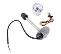 Garsent Unidad Emisora de de 12" y Kit de Medidor 240-33Ω Sensor de Nivel de Agua de Alta Precisión 316 Acero Inoxidable IP67 para Barco Marino RV Camión (esfera blanca bisel plateado)