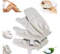 Garshana Gloves Raw Silk Massage Gloves Ayurvedic Massage, Raw Silk Gloves with Elastic Wrist Bands, Suitable for Bathing & Massage, Reusable and Gentle on Skin (2pcs)