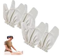 Garshana Guantes de masaje de seda cruda para cepillado ayurvédico en seco, guantes exfoliantes 100% seda de morera para cuerpo y cara, pulseras elásticas (1 par) (4 piezas)