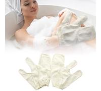 Garshana Guantes de masaje de seda cruda para masaje ayurvédico, guante Garshana para el sistema, seda cruda para masaje de cepillado de piel seca, guante hidratante (1 juego)