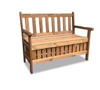 GartenDepot24 Banco de madera con baúl, 114 x 56 x 89 cm, color marrón