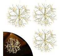 Gartenpirat Juego de 3 estrellas LED doradas de 35 cm de diámetro, luz blanca cálida, iluminadas, 120 LED con función de temporizador, decoración navideña con fijación para interior y exterior