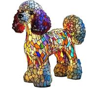 Gartenstadl Leuchthund - Lámpara hecha a mano que ilumina los corazones, perro faro, perro salchicha, bulldog border collie caniche, lámpara decorativa LED para perros (caniche)