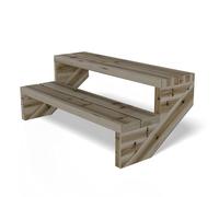 Gartenwelt Riegelsberger Escalera de terraza de 95 cm de ancho con 2 peldaños, altura de 38 cm, madera maciza de pino tratada a presión, juego completo de mejillas, tablas y tornillos