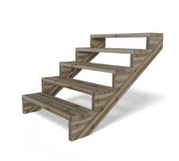 Gartenwelt Riegelsberger Escalera de terraza de 95 cm de ancho con 5 peldaños, altura de 89 cm, madera maciza de pino tratada a presión, juego completo de mejillas, tablas y tornillos