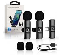 Gartiam Auravo - Micro corbata inalámbrica, micrófono inalámbrico 2 en 1 USB-C, mini micro corbata inalámbrica i Phone Android PC cámara, reducción de ruido, 6 h autonomía, 20 m alcance, micro podcast