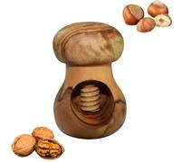 Gartiam - Casse nueces, Casse de nueces, Casse de nueces de madera, Casse nueces de setas - Rotura de nueces sin esfuerzo Madera de olivo - Mecanismo de tornillo - Utensilio de cocina - 10 x 6 cm