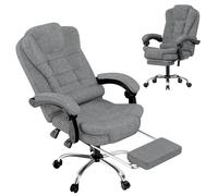 GartistGo Silla de oficina ejecutiva con reposapiés, silla de escritorio de tela, reclinable ergonómico de respaldo alto con función de inclinación, silla de escritorio giratoria de 360°, altura