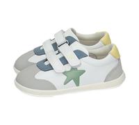 Garvalín 262320-C863 Calzado Respetuoso Barefoot Infantil con Doble Cinta Textil Adhesiva, Puntera Ancha y Suela Flexible Blanca Azul Gris NIÑO Deportivos Blanco 26