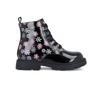 Garvalín Bota Estampada de Niña 251561-A054 | Botines Negros con Flores Coloridas y Cordones