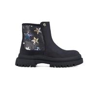 Garvalín Bota Niña 251565-A054 | Botines Negros con Estrellas de Lentejuelas | Cierre Interior Cremallera | Suela Dentada