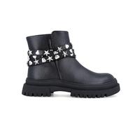Garvalín Bota Niña 251566-A054 | Botines Negros Casual Style con Hebillas de Estrellas y Corazones | Suela Gruesa Antideslizante