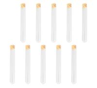 GARVALON 10 Tubos de Ensayo de Vidrio Transparente con Tapones de Corcho de Madera Tubos de Ensayo Redondos de 15X150 MM para Laboratorio Contenedores para Almacenamiento y Experimentos
