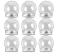 GARVALON 16 Globos de Nieve Transparentes de 4 Pulgadas con Tapa de Rosca de Aluminio, Kit de Bolas de Nieve de Plástico Reutilizables para Bricolaje y Decoración Creativa en Hogar